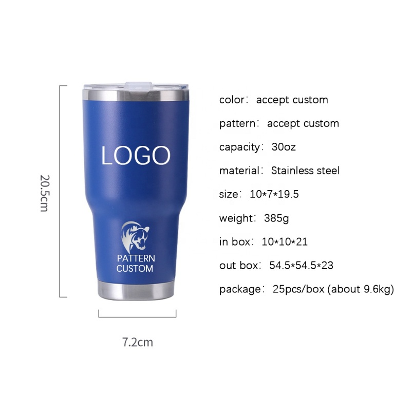 Most Popular Custom Logo Leak Proof 30 oz Powder Coating Car Tumbler 18/8 Stainless Steel Wine Beer Travel Cofffe Mug Gifts