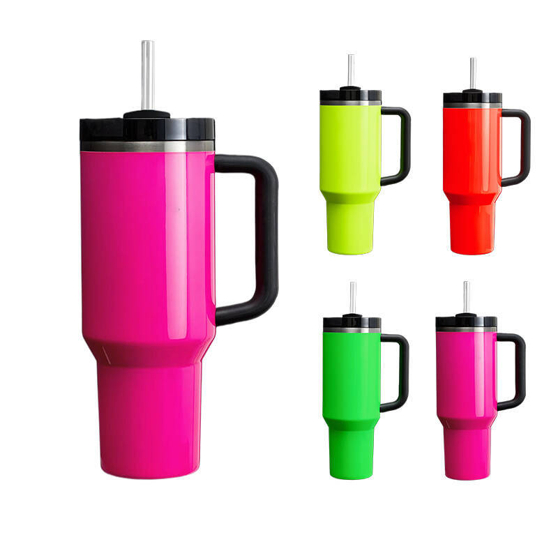 Most Popular 40 oz Double Layer Stainless Steel Party Mug New Bright Neon Light Color 40 oz Vacuum Insulation Outdoor New Most