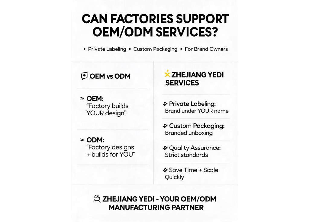 Can factories support OEM/ODM services, including private labeling and custom packaging for brand owners?