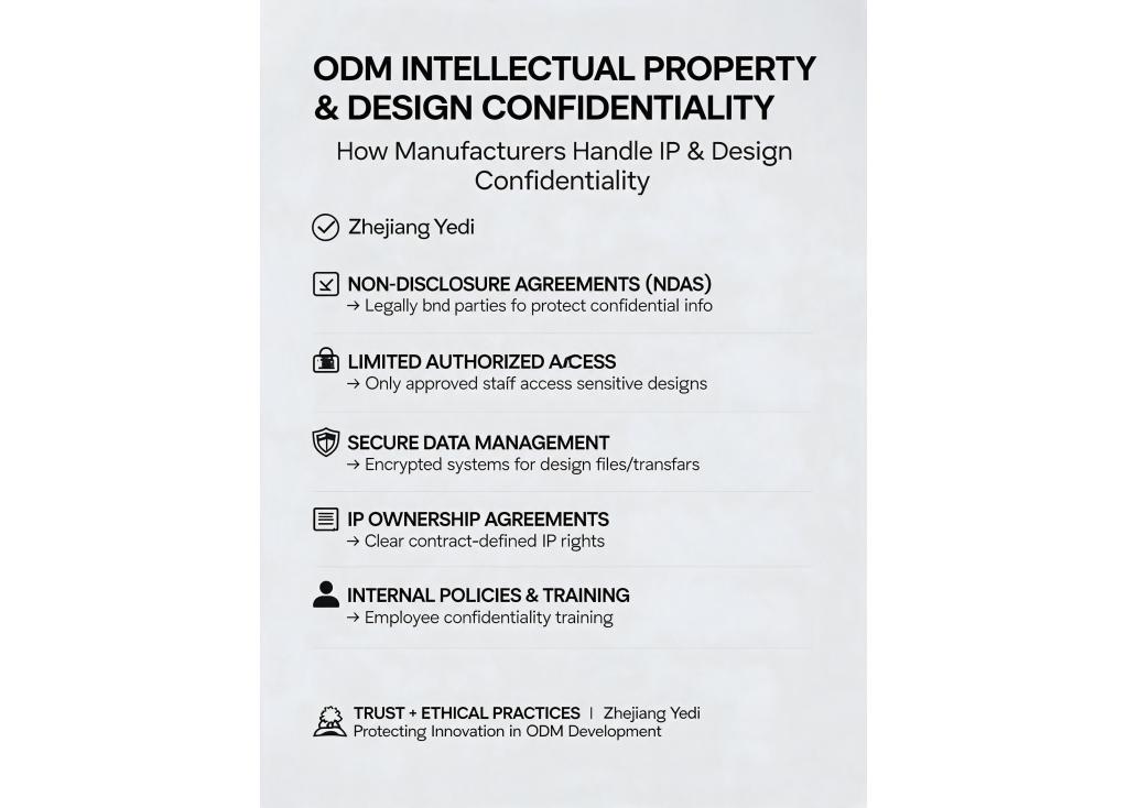 How do manufacturers handle intellectual property and design confidentiality during the ODM development process?