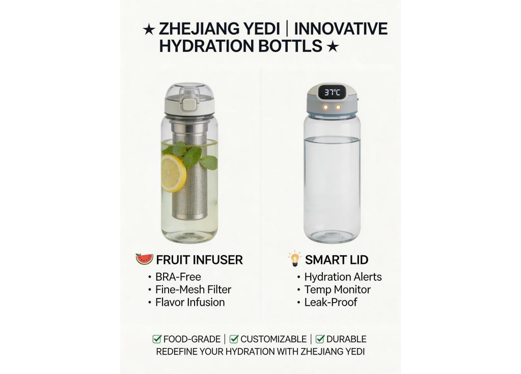 Can you develop a drink bottle with unique features like integrated fruit infusers or smart lids?