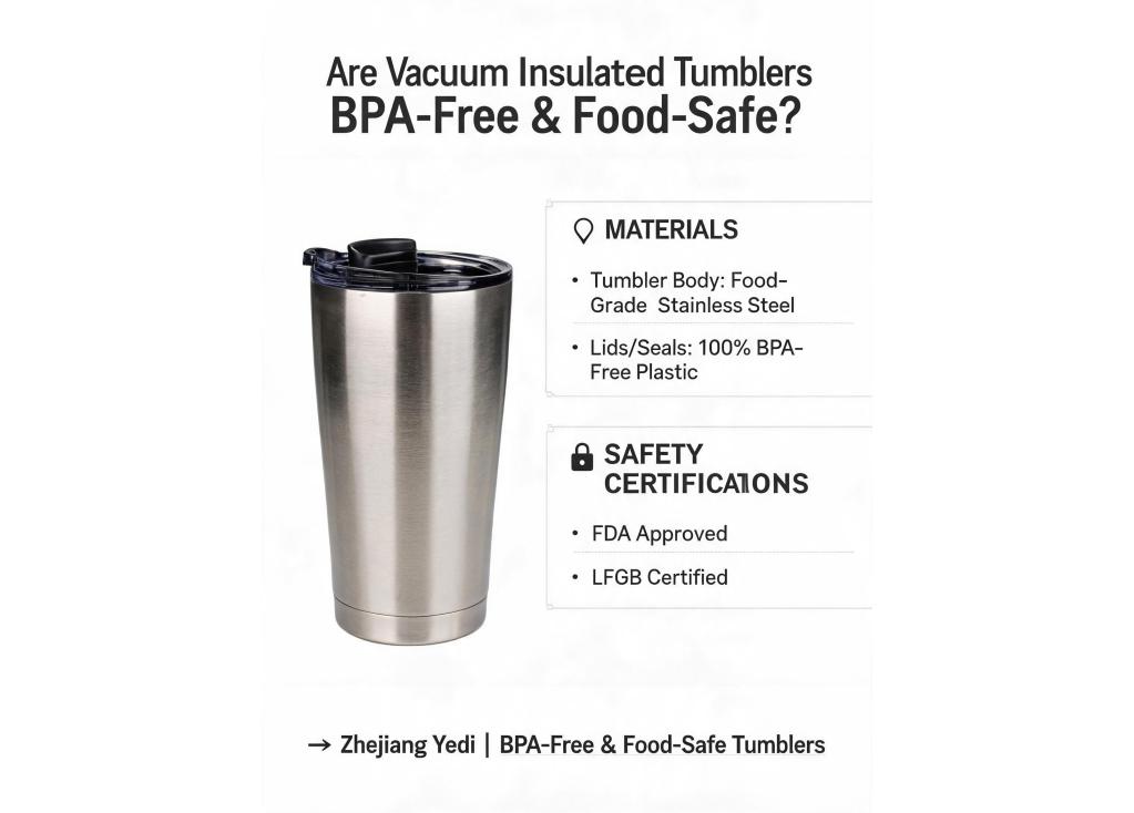 Are the materials used in vacuum insulated tumblers (like lids and seals) BPA-free and food-safe?