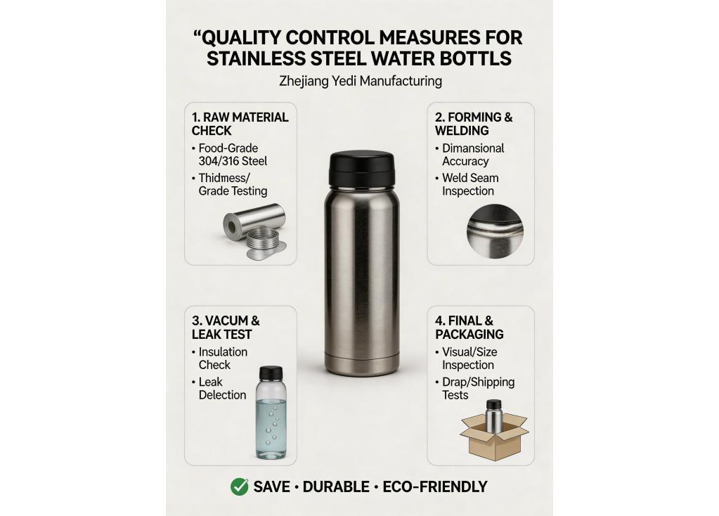 What quality control measures are in place during the production of stainless steel water bottles?