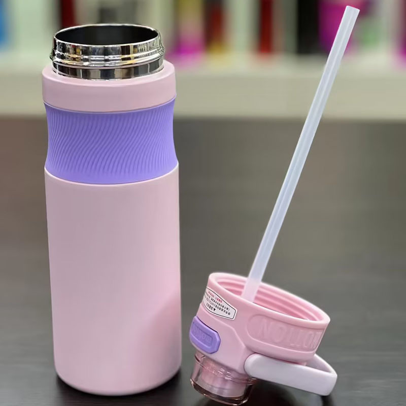 Custom 304 Stainless Steel 600ml Bouncing with Straw Portable Outdoor Sports Camping Mug