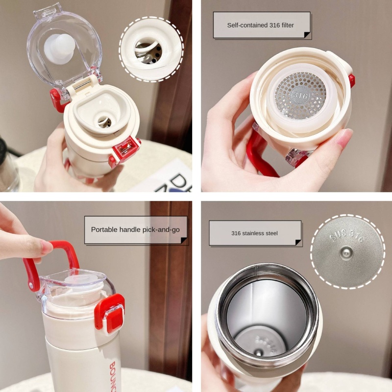 316 stainless steel simple sports water cup men and women portable bounce direct drinking pot high insulation cup