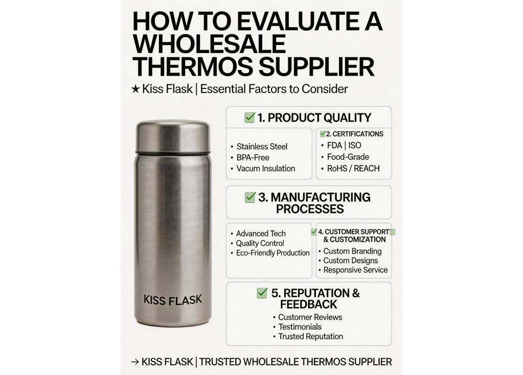 How to evaluate the quality and certifications of a wholesale thermos supplier?