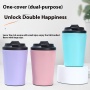 MLIFE 12oz Pink Travel Mug with Cover - Custom Logo Artwork