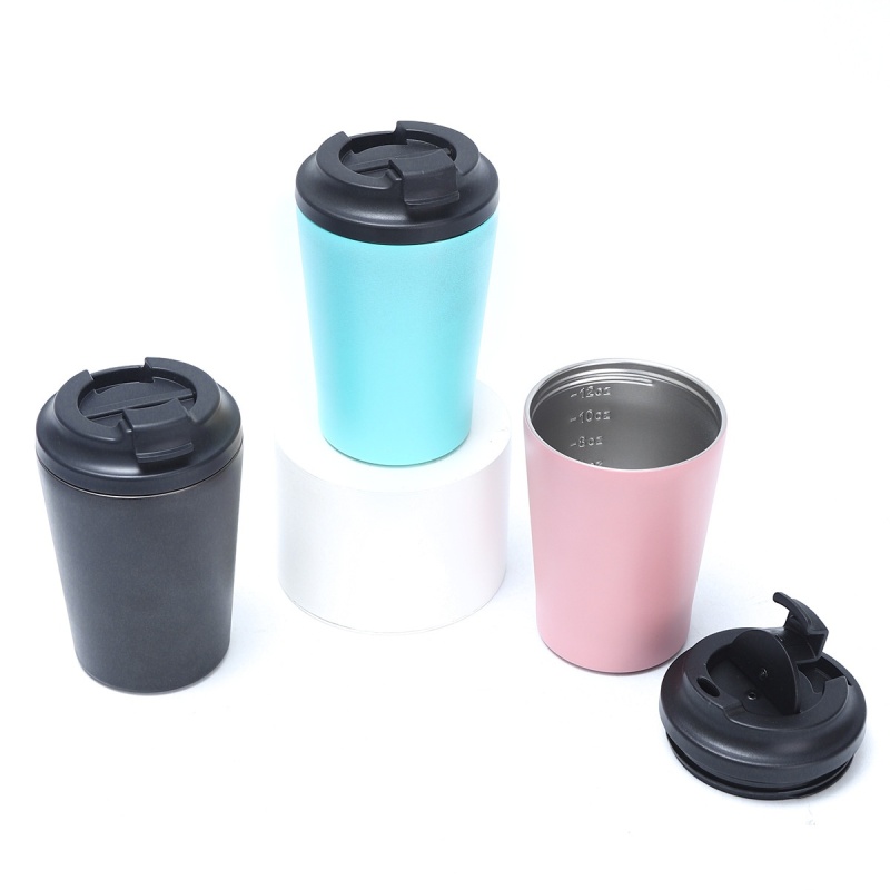 MLIFE 12oz Pink Travel Mug with Cover - Custom Logo Artwork