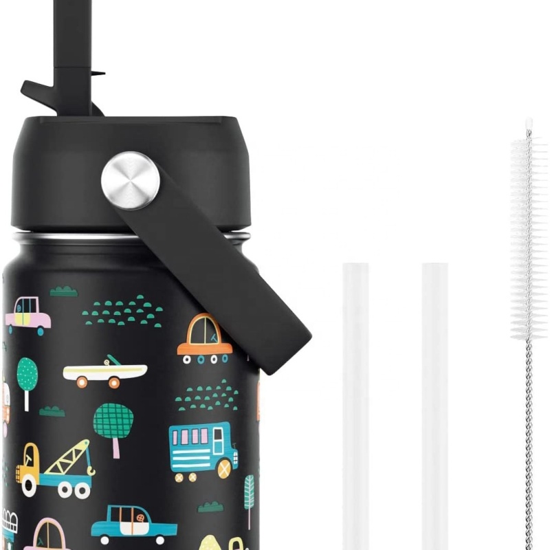 Kids Insulated Stainless Steel Water Bottle with Straw Lid 14oz