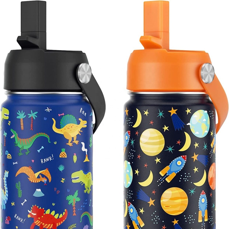 Kids Insulated Stainless Steel Water Bottle with Straw Lid 14oz