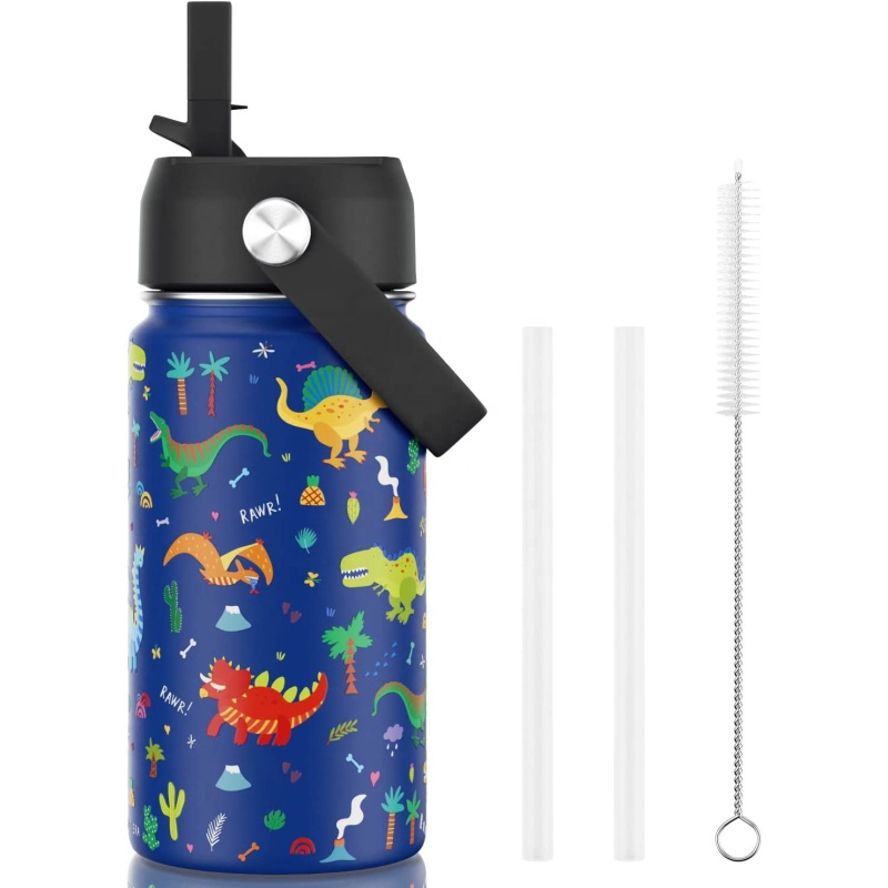 Kids Insulated Stainless Steel Water Bottle with Straw Lid 14oz