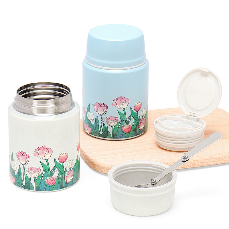 Kids 450ml Stainless Steel Lunch Thermos with Spoon