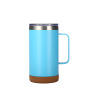 Double Wall Stainless Steel Tumbler 12/20oz Cork Bottom with Handle Lid