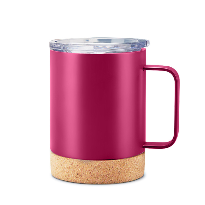 Double Wall Stainless Steel Tumbler 12/20oz Cork Bottom with Handle Lid
