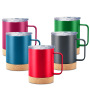 Double Wall Stainless Steel Tumbler 12/20oz Cork Bottom with Handle Lid