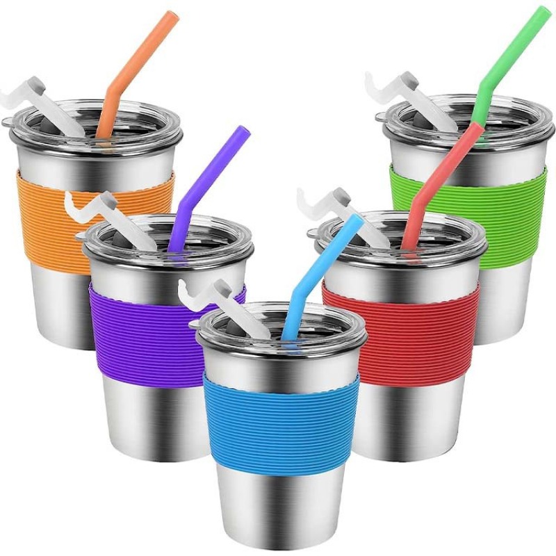 Stainless Coffee Mug Lid Straw Ceramic Coated 350-600ml