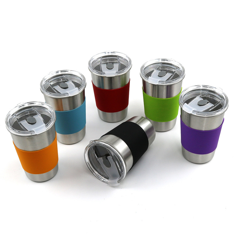 Stainless Coffee Mug Lid Straw Ceramic Coated 350-600ml