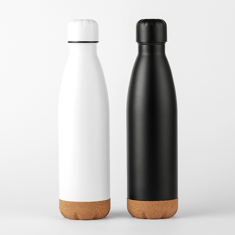 Cola-Shaped Stainless Steel Water Bottle 500ml with Cork Bottom