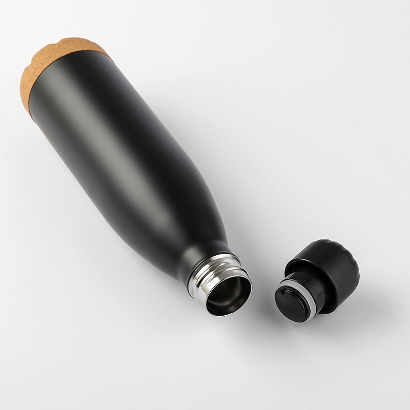 Cola-Shaped Stainless Steel Water Bottle 500ml with Cork Bottom