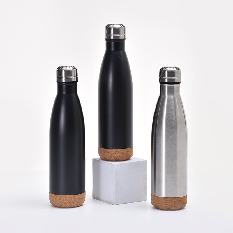 Cola-Shaped Stainless Steel Water Bottle 500ml with Cork Bottom