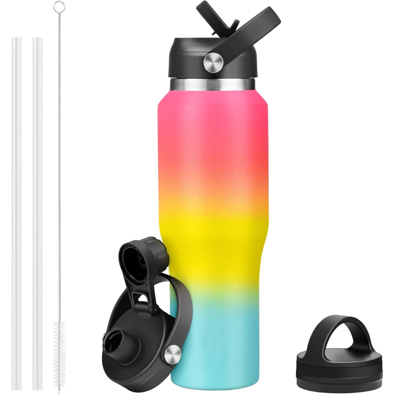Rainbow Hydro Insulated Tumbler 32/40oz w/ Straw & Handle