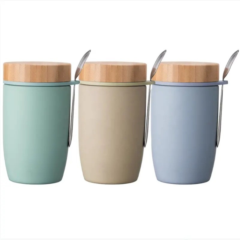 Stainless Steel Kids Thermos 450ml Bamboo Lid Soup Baby Food
