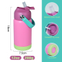 Kids 12oz Stainless Steel Water Bottle with Flip Straw & Handle