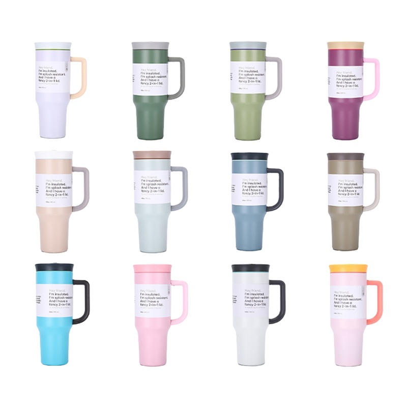 40oz Stainless Steel Insulated Tumbler with Straw & Handle