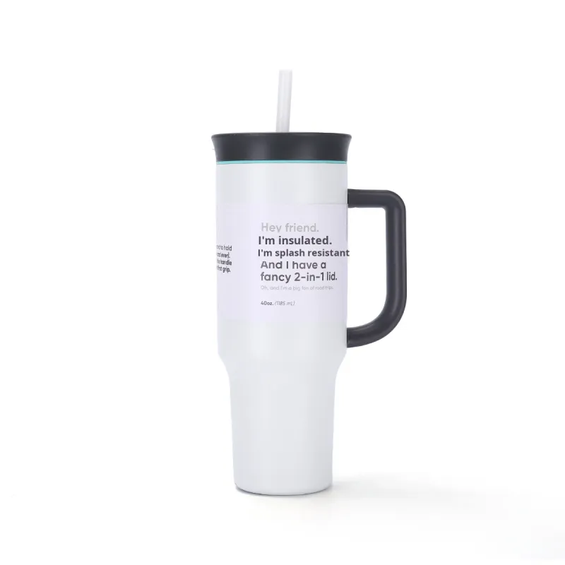 40oz Stainless Steel Insulated Tumbler with Straw & Handle