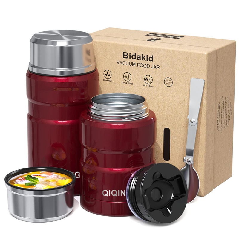 Double Wall Vacuum Insulated Food Thermos with Spoon