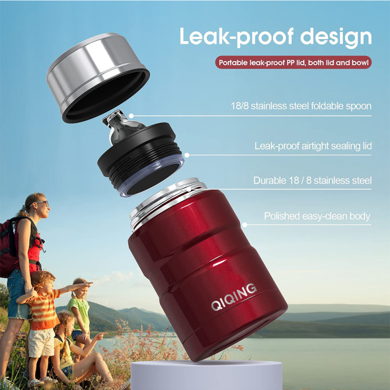 Double Wall Vacuum Insulated Food Thermos with Spoon