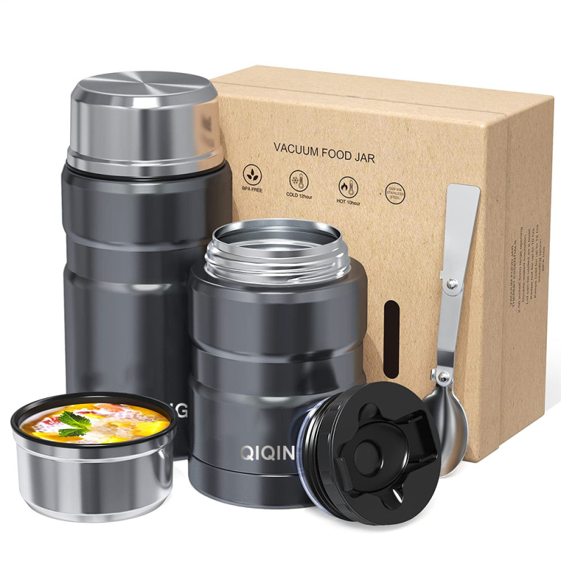 Double Wall Vacuum Insulated Food Thermos with Spoon