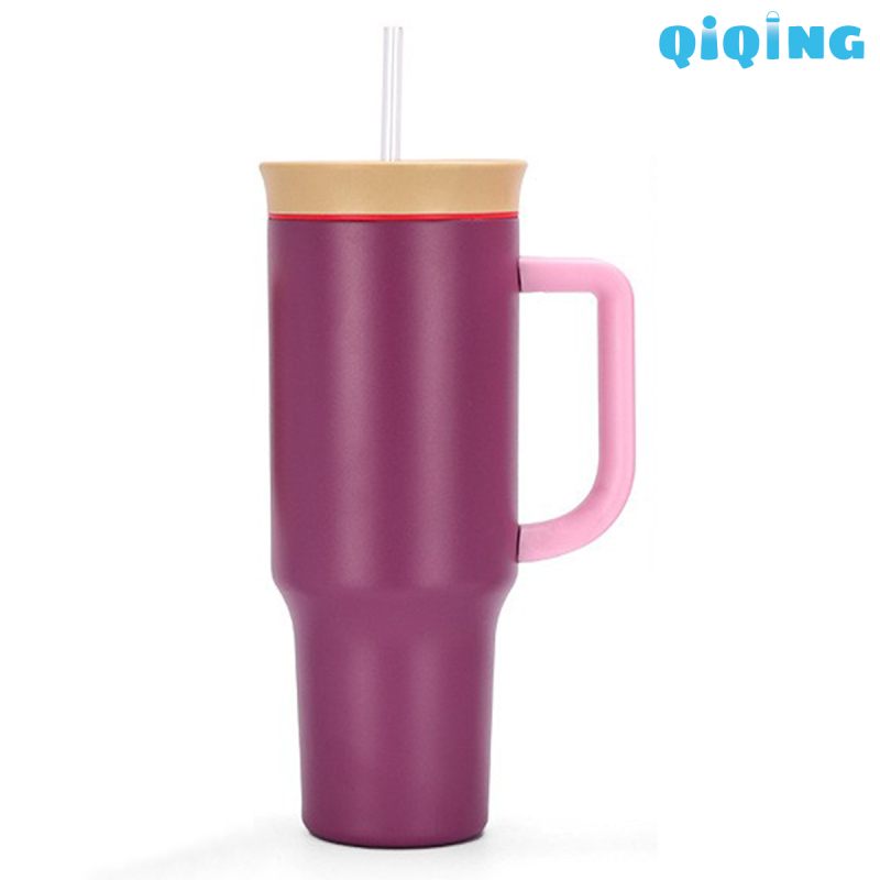 40oz T-Shaped Double Wall SS304 Vacuum Tumbler with Straw for Car
