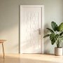 White 3D Embossed Cube Pattern Steel Security Single Entry Door Reinforced Steel Structure Custom Size For Modern House Apartment Residential Projects