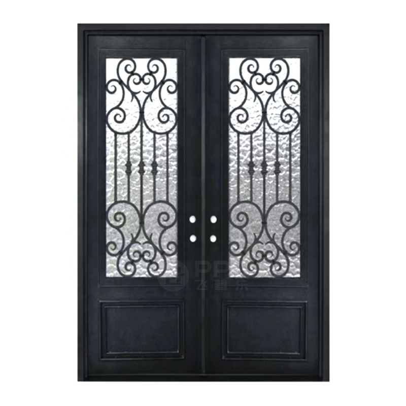 Modern House Main Gate Design Wrought Iron Doors Customized Size Luxury Entrance Wrought Iron Doors