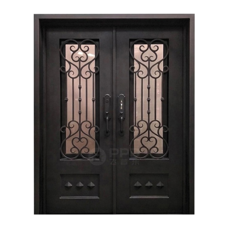 Modern House Main Gate Design Wrought Iron Doors Customized Size Luxury Entrance Wrought Iron Doors