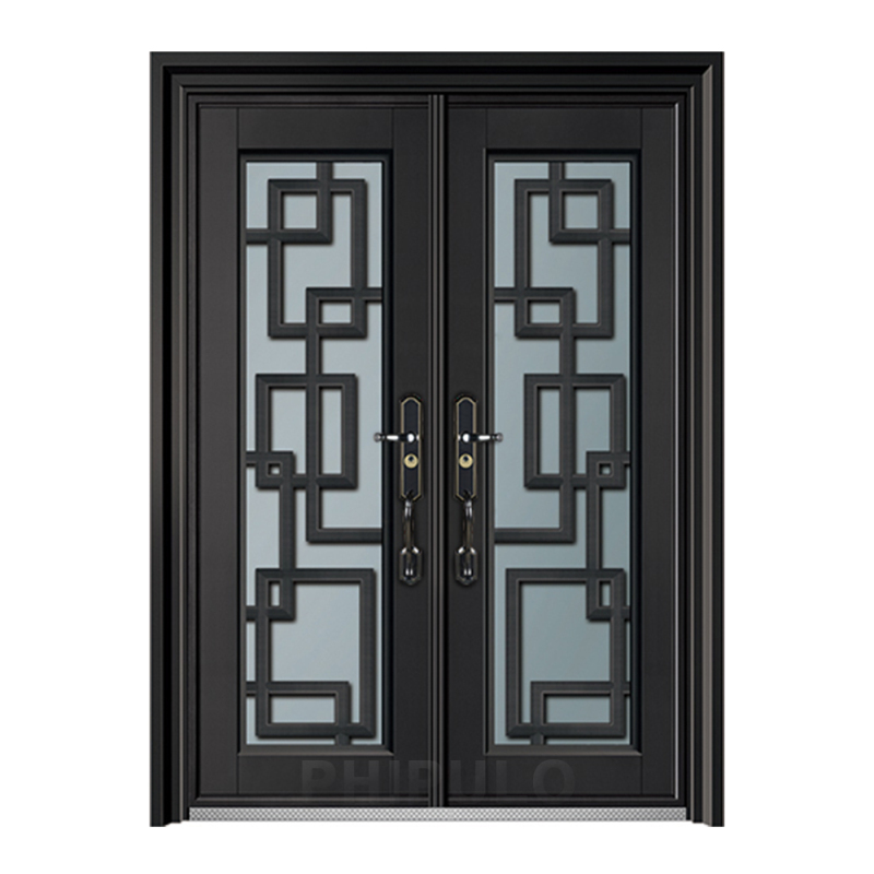 OEM Modern Home Use Wrought Iron Entrance Door Luxury Design Modern Exterior Wrought Cast Iron Gate