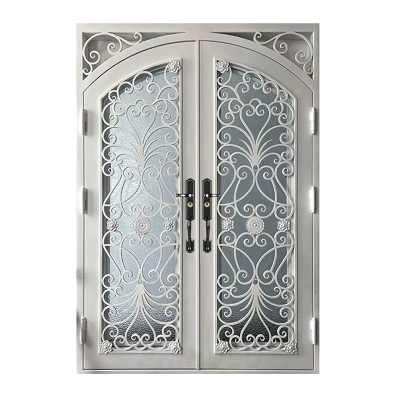 OEM Modern Home Use Wrought Iron Entrance Door Luxury Design Modern Exterior Wrought Cast Iron Gate