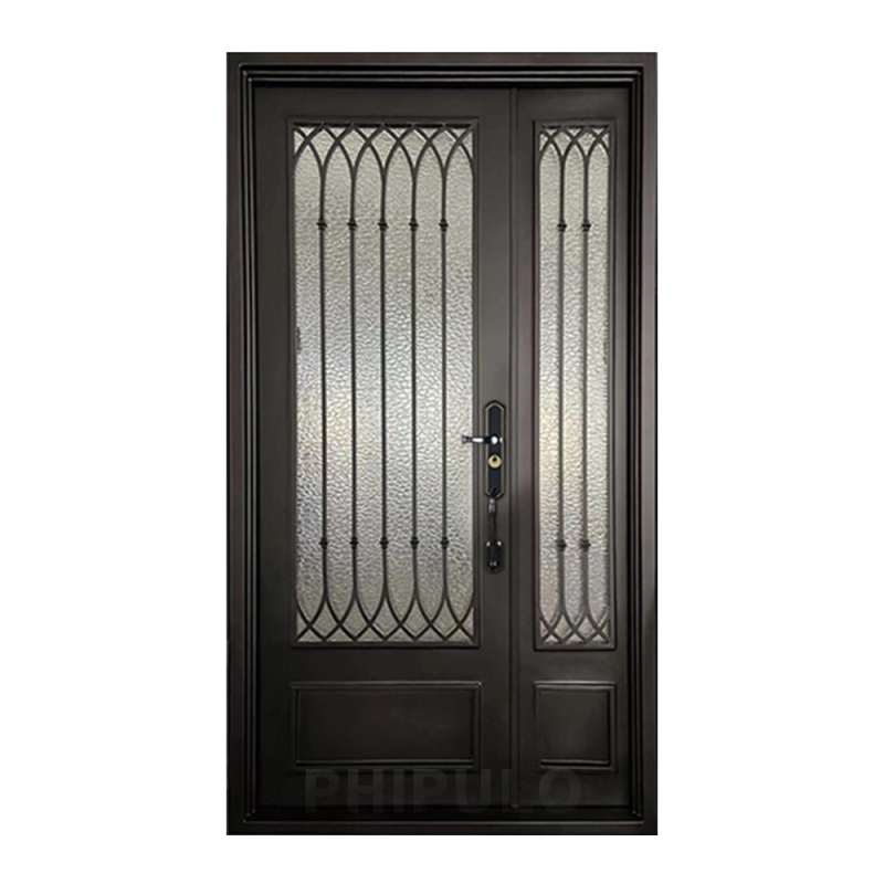 OEM Modern Home Use Wrought Iron Entrance Door Luxury Design Modern Exterior Wrought Cast Iron Gate