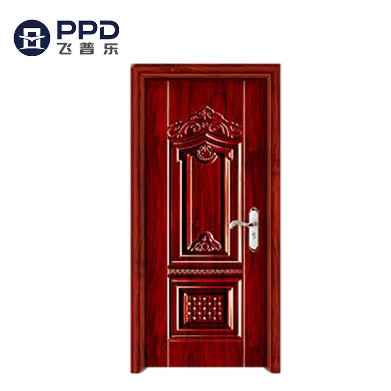 American steel doors panel for houses security metal door interior swing knock-down frame steel modern front entry door