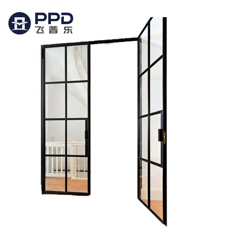 Phipulo Newest Modern Design Hot Sale Exterior Door with Glass Front Door Entry Glass Steel Inserts Doors