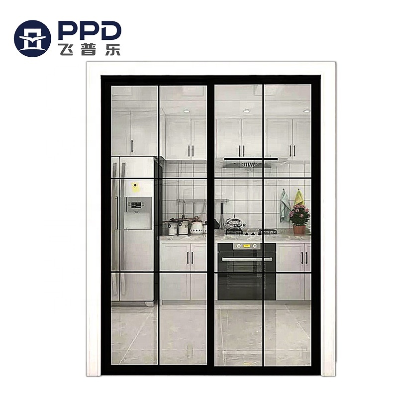 Phipulo Newest Modern Design Hot Sale Exterior Door with Glass Front Door Entry Glass Steel Inserts Doors