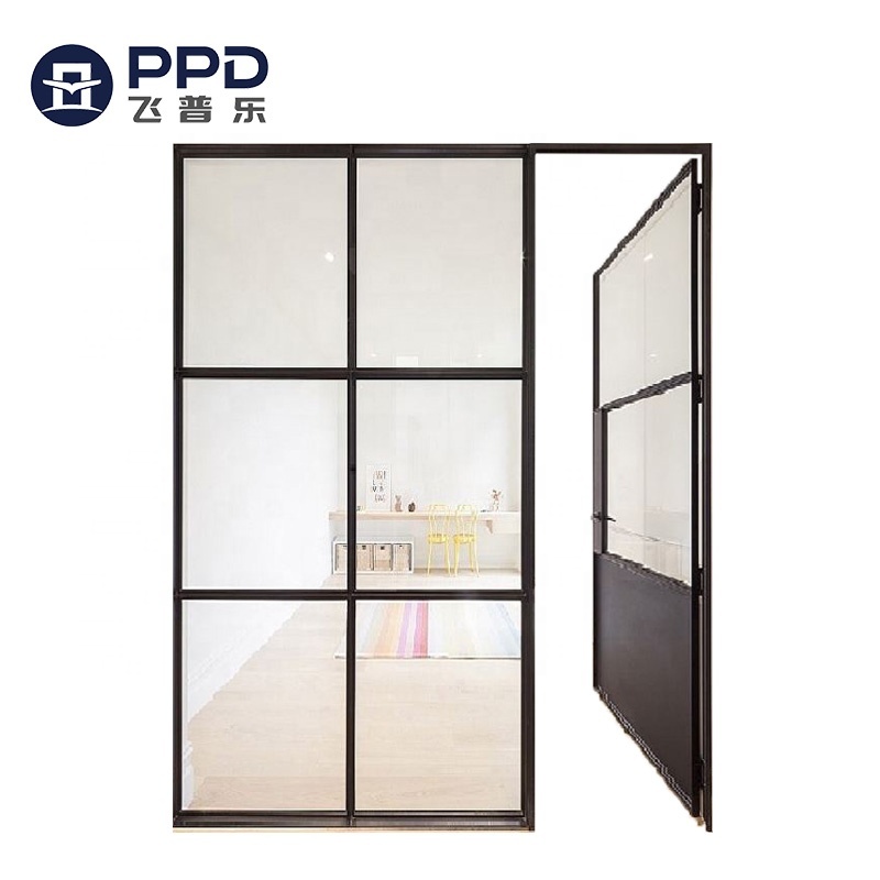 Phipulo Newest Modern Design Hot Sale Exterior Door with Glass Front Door Entry Glass Steel Inserts Doors