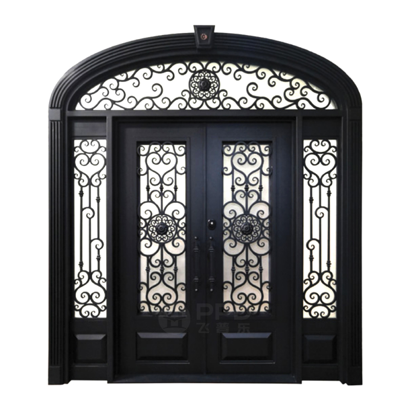 Modern Luxury Design Villa Main Security Front Entrance Gate Double French Wrought Iron Church Exterior Door