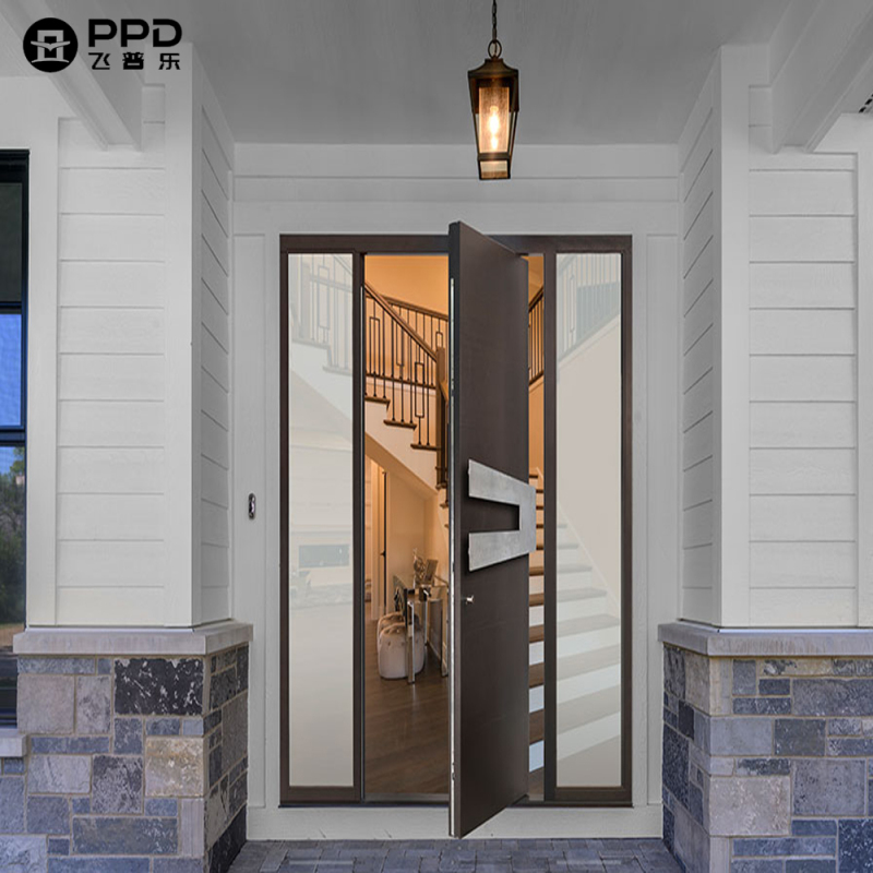 Modern Luxury Design Steel Entrance Door Exterior Security Front Pivot Doors Modern Entry Black Aluminum Pivot Door