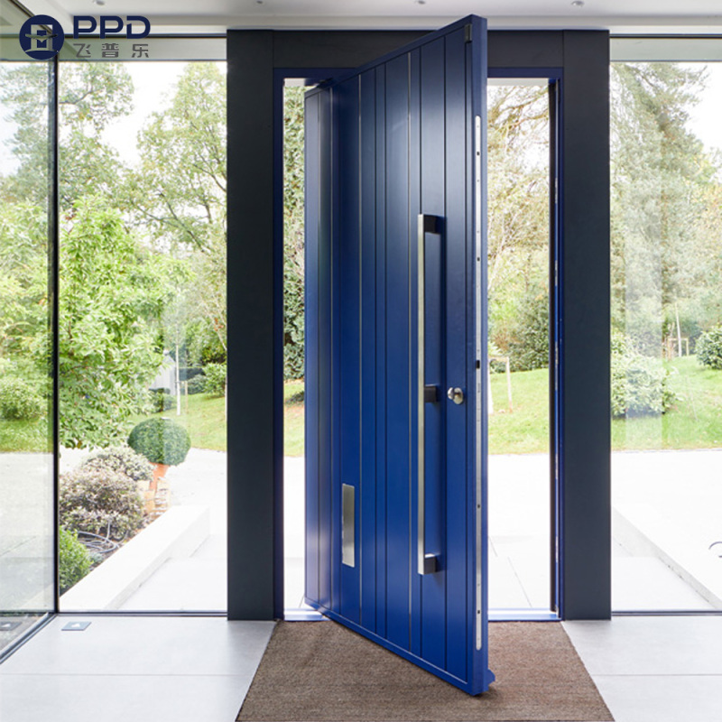 Modern Luxury Design Steel Entrance Door Exterior Security Front Pivot Doors Modern Entry Black Aluminum Pivot Door