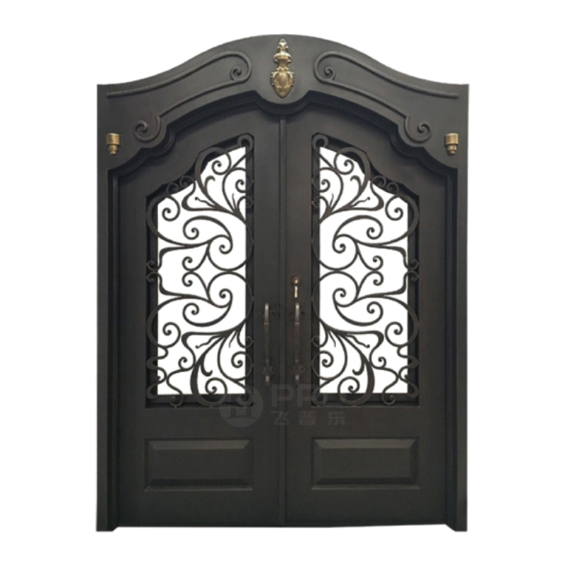 New Arrival Customize House Exterior Entrance Security wrought iron Door Safety Front Main Gate Aluminum Slab Entry Doors