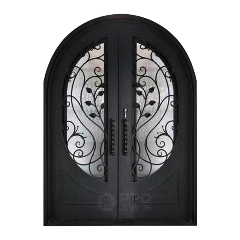 New Arrival Customize House Exterior Entrance Security wrought iron Door Safety Front Main Gate Aluminum Slab Entry Doors