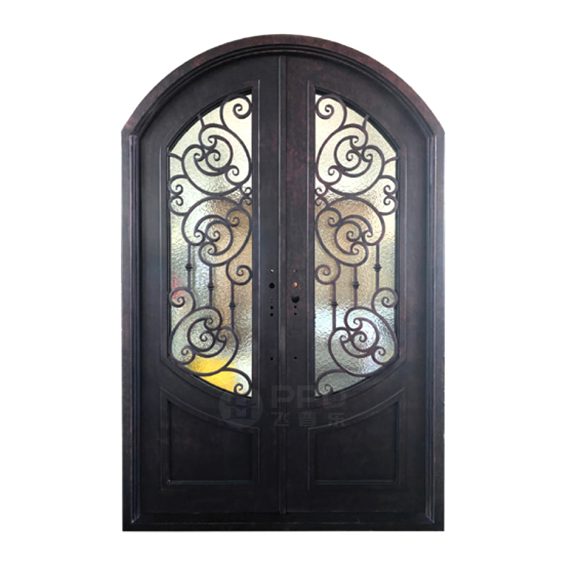 New Arrival Customize House Exterior Entrance Security wrought iron Door Safety Front Main Gate Aluminum Slab Entry Doors