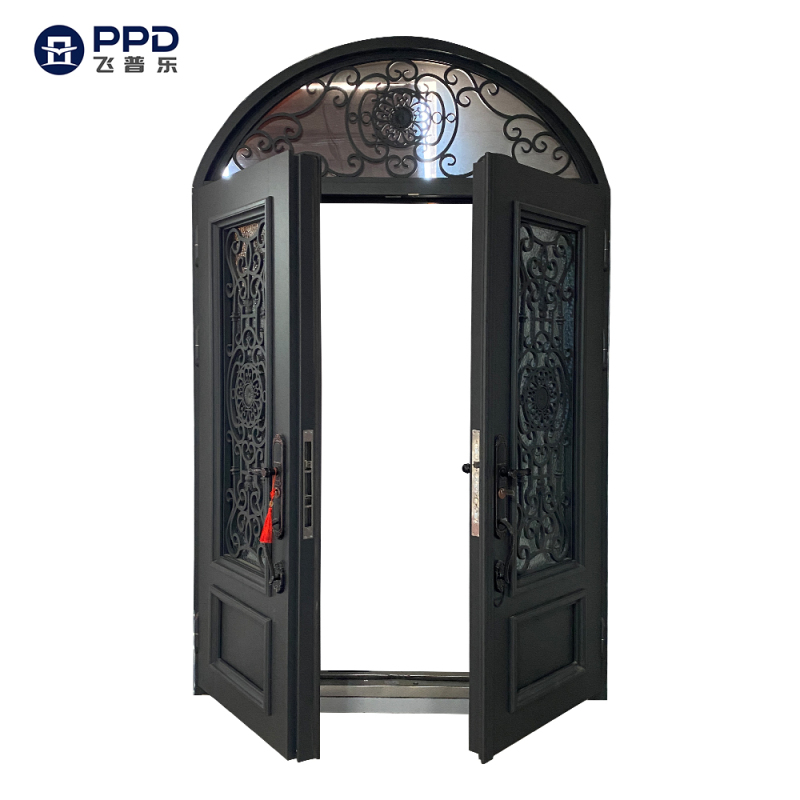 Professional Manufacturer Wrought Iron Doors Double Exterior wrought iron entrance door